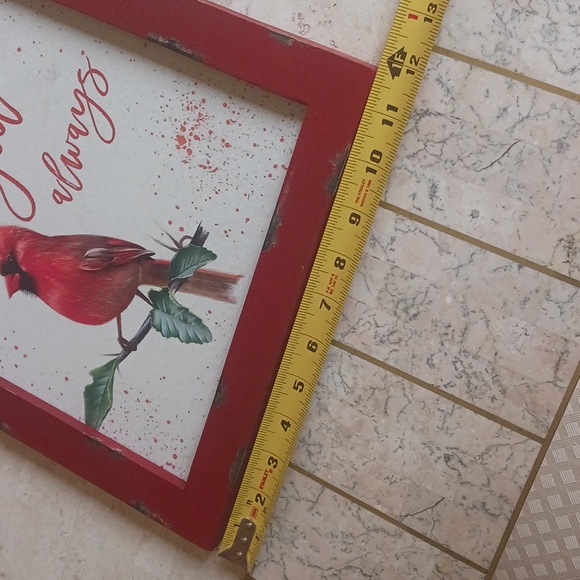 Framed cardinal in distressed wood/canvas print 16x12" (New) by valeri- Qvc - Picture 12 of 14